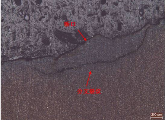 斷裂擴展區(qū)縱截面金相組織1 斷裂擴展區(qū)縱截面金相組織1